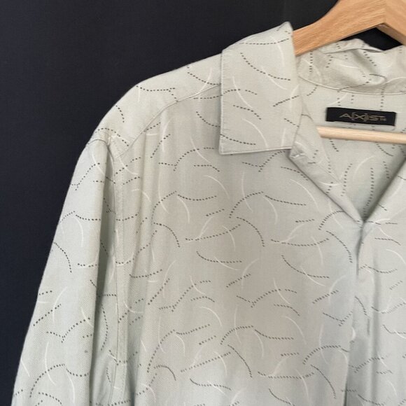 Axist Mens Silk Touch Short Sleeve Button-Up Shirt L Rayon Light Green Casual - Picture 2 of 6